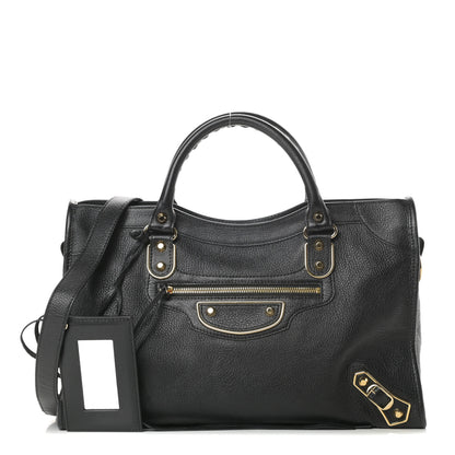 Balenciaga Chevre Gold Metallic Edge Hardware City Black 1 of 14