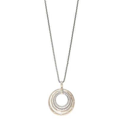 David Yurman Sterling Silver Diamond 32mm Stax Pendant Necklace 1 of 4
