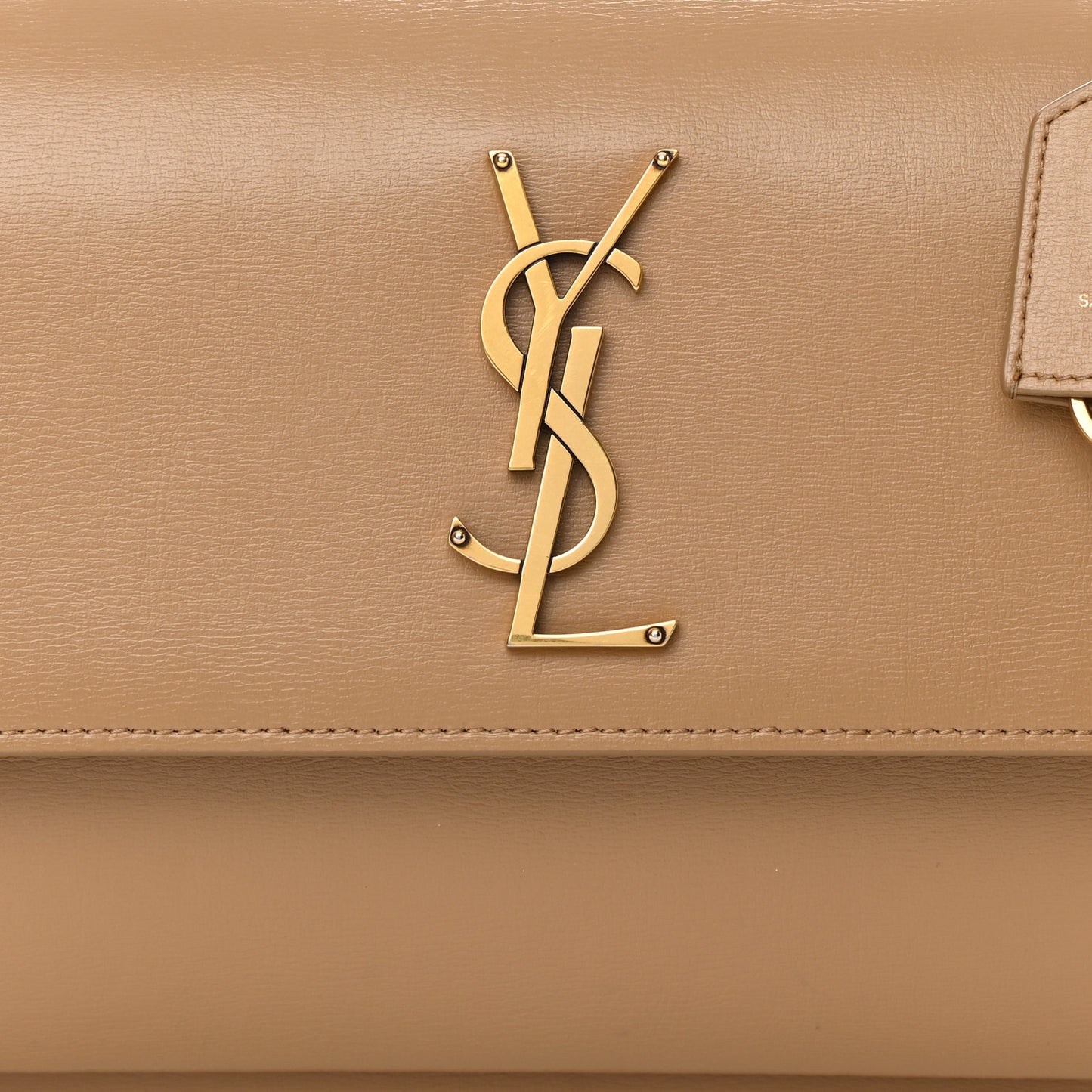 Smooth Calfskin Medium Monogram Sunset Satchel Natural Tan
