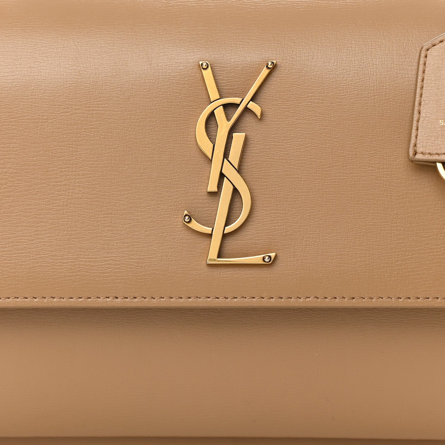 Saint Laurent Smooth Calfskin Medium Monogram Sunset Satchel Natural Tan 8 of 11