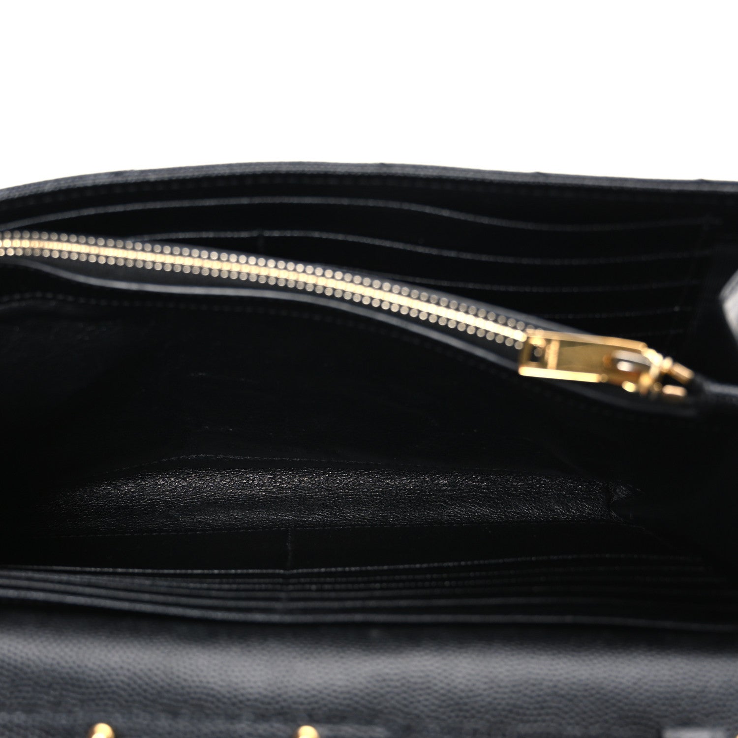 Saint Laurent Grain De Poudre Matelasse Chevron Monogram Chain Wallet Black 5 of 11