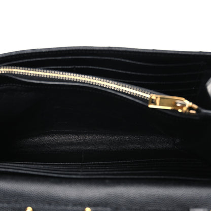 Saint Laurent Grain De Poudre Matelasse Chevron Monogram Chain Wallet Black 5 of 11