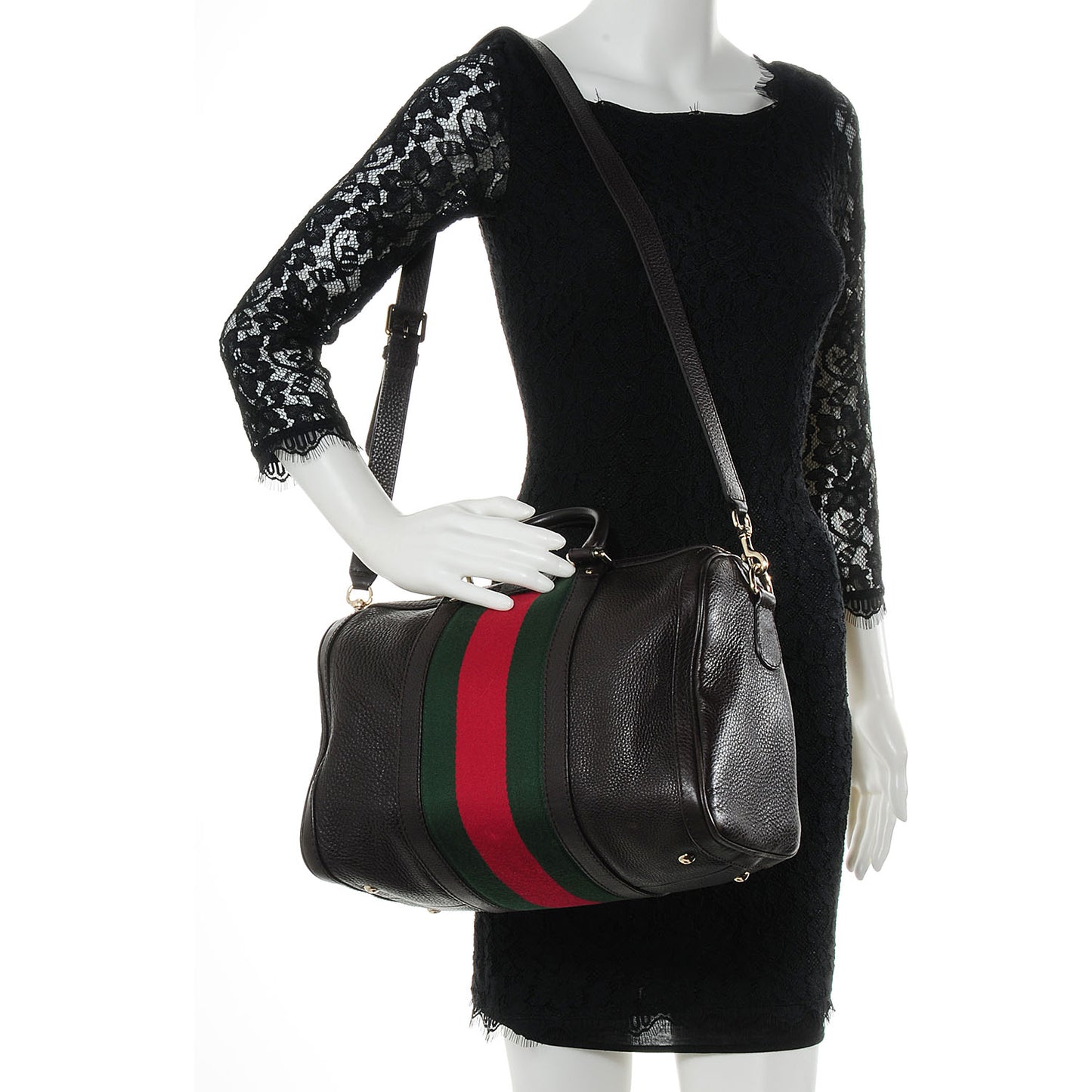 Web Leather Medium Boston Coffee Brown