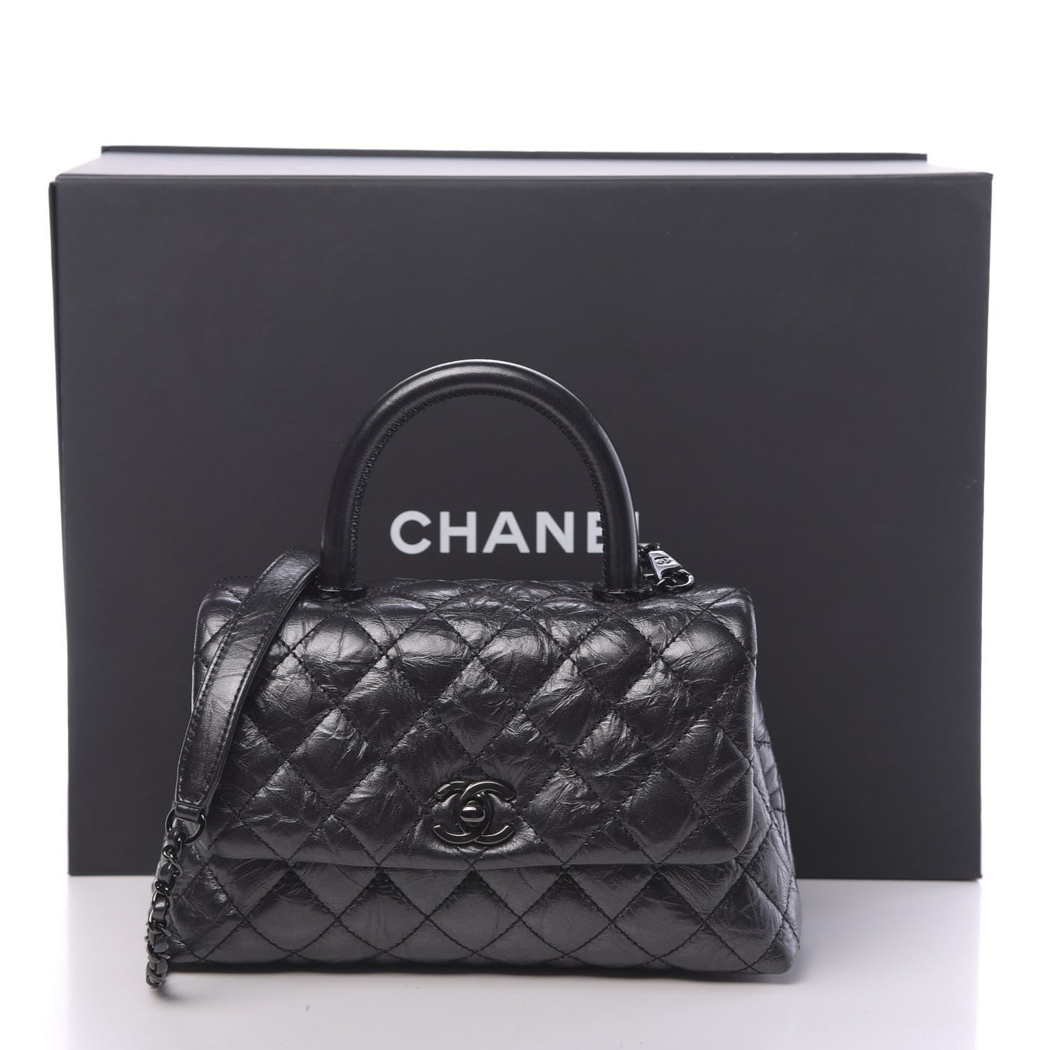 Chanel Aged Calfskin Quilted Mini Coco Handle Flap So Black 11 of 11
