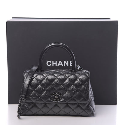 Chanel Aged Calfskin Quilted Mini Coco Handle Flap So Black 11 of 11