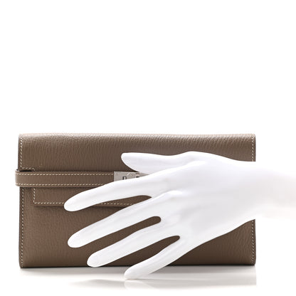 Hermes Chevre Mysore Kelly Longue Wallet Etoupe 2 of 9