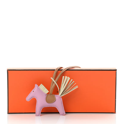 Hermes Milo Lambskin Grigri Rodeo Horse Bag Charm PM Mauve Sylvestre Craie Chai 5 of 5