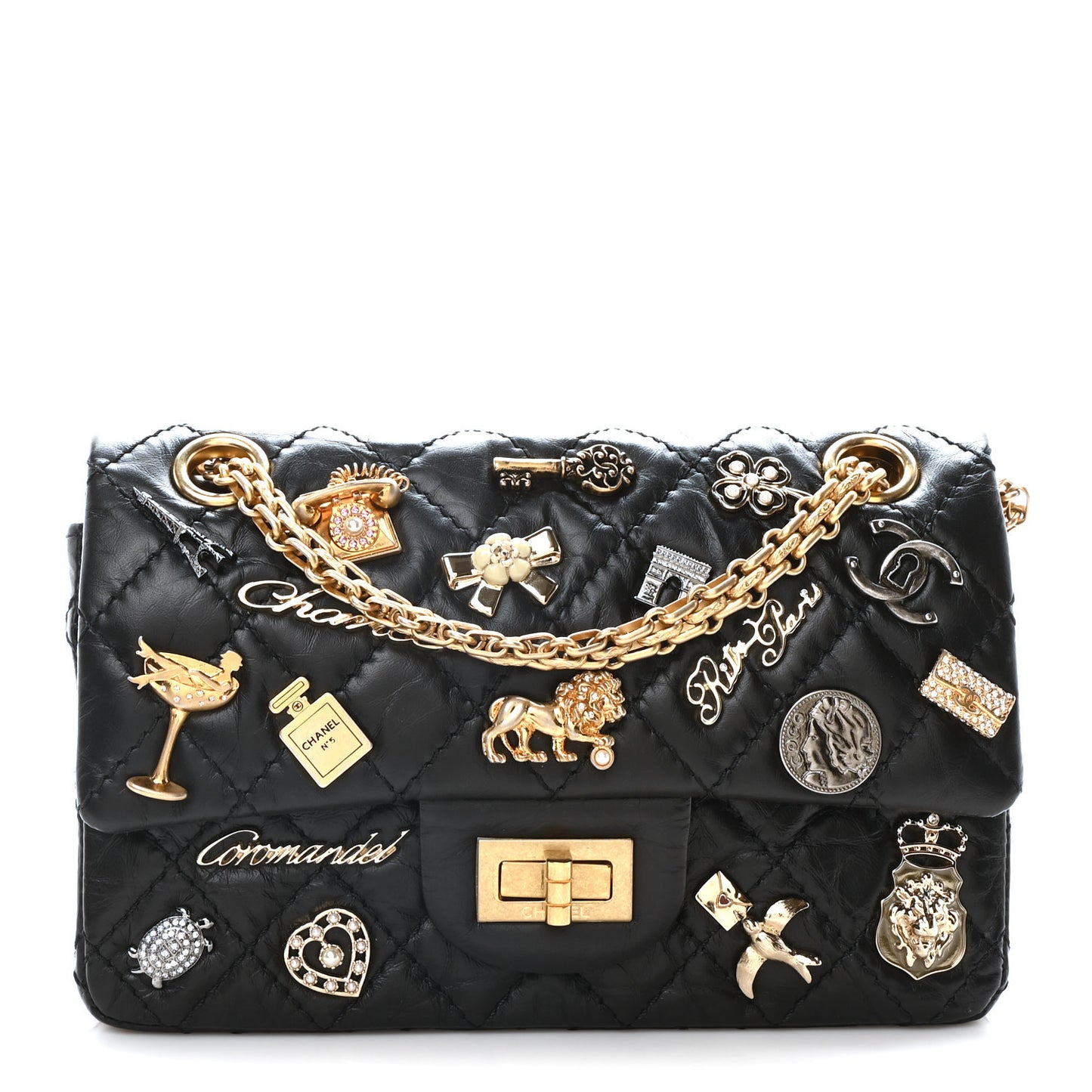 Aged Calfskin Lucky Charms 2.55 Reissue 224 Flap Black