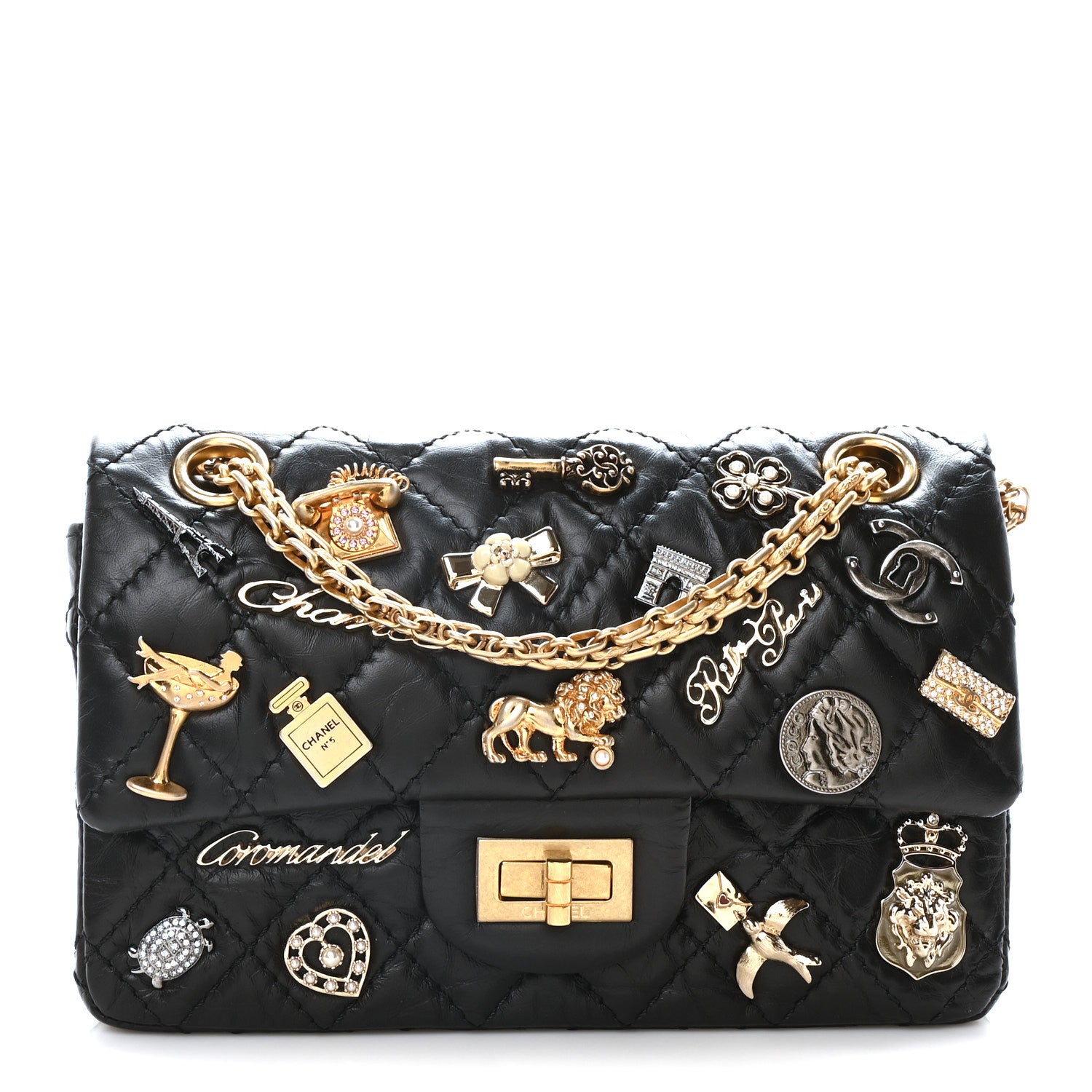 Chanel Aged Calfskin Lucky Charms 2.55 Reissue 224 Flap Black 1 of 10
