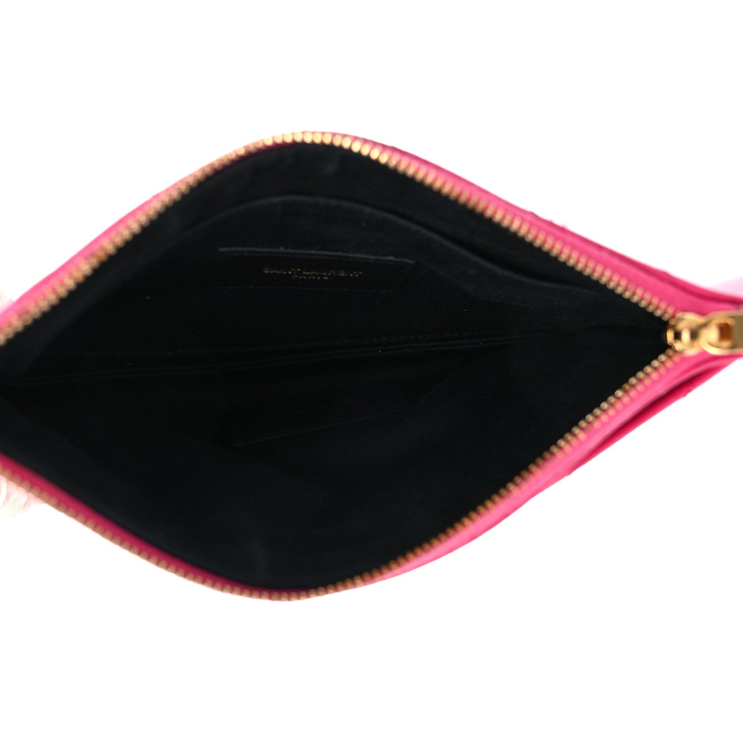 Saint Laurent Grain De Poudre Chevron Monogram Bill Pouch Fresh Fuschia 5 of 14