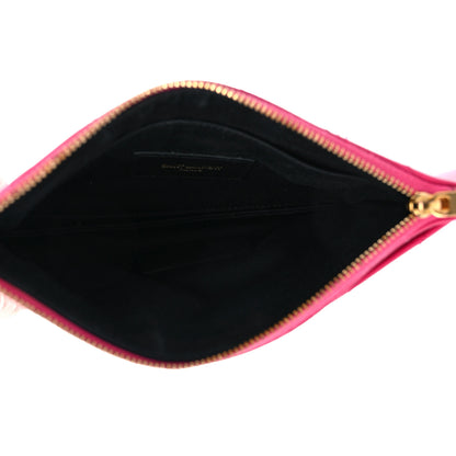 Saint Laurent Grain De Poudre Chevron Monogram Bill Pouch Fresh Fuschia 5 of 14