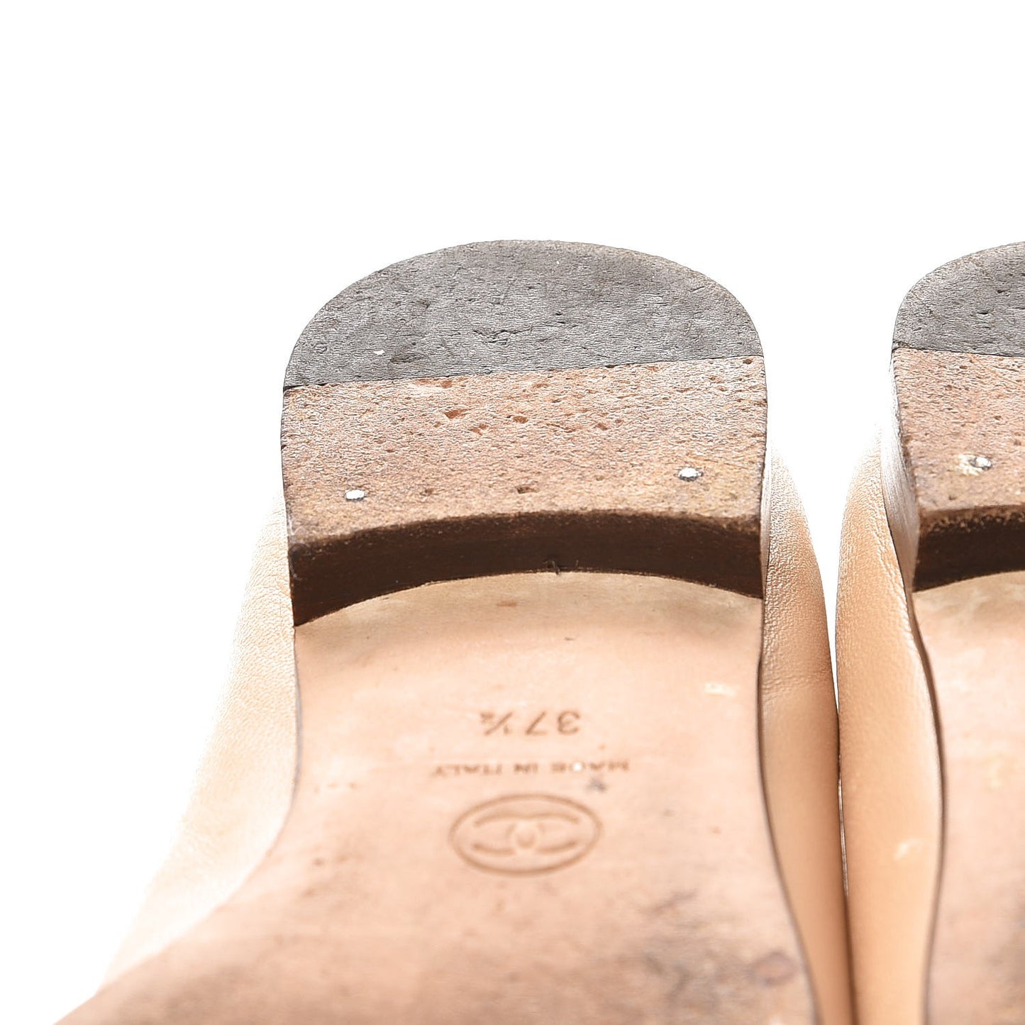 Lambskin Cap Toe Ballerina Ballet Flats 37.5 Beige Black