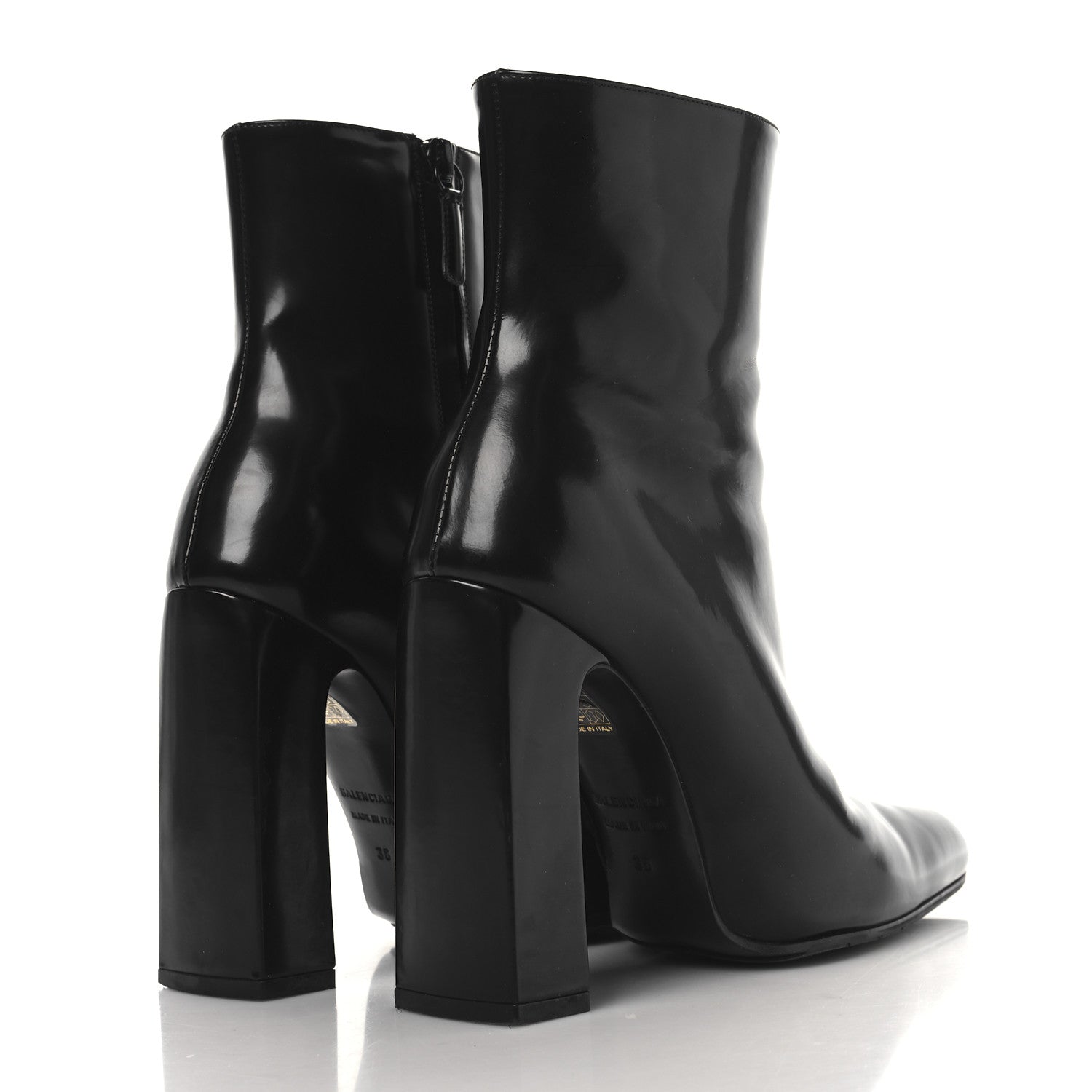 Balenciaga Patinated Calfskin Round Toe 110 Booties 38 Black 4 of 11