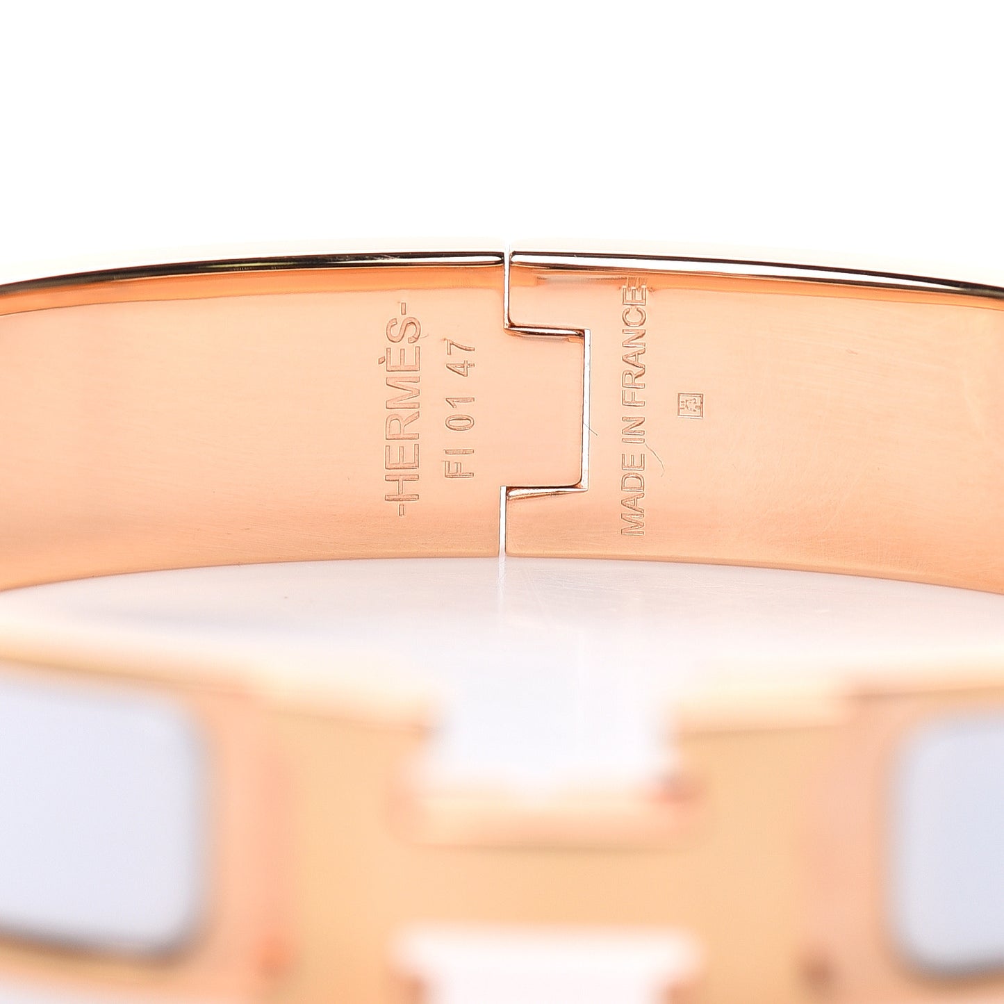 Enamel Narrow Clic Clac H Bracelet GM White
