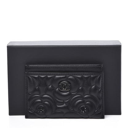 Chanel Lambskin Camellia Embossed Card Holder So Black 10 of 10
