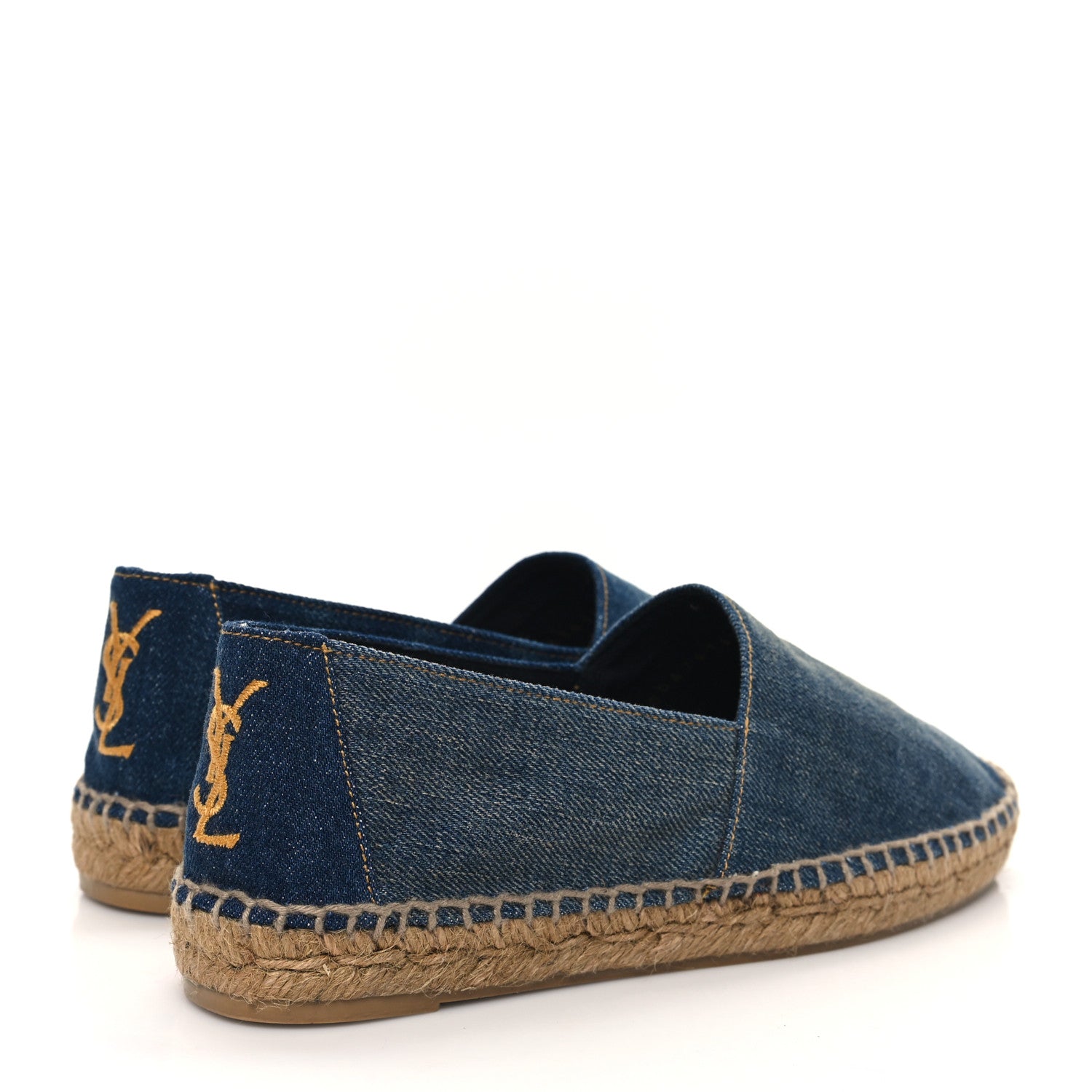Saint Laurent Denim Logo Embroidered Espadrilles 36 Deep Blue 4 of 8