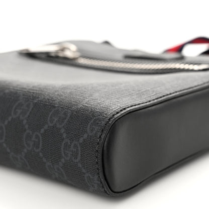 Gucci GG Supreme Monogram Web Small Flat Messenger Bag Black Grey 10 of 10