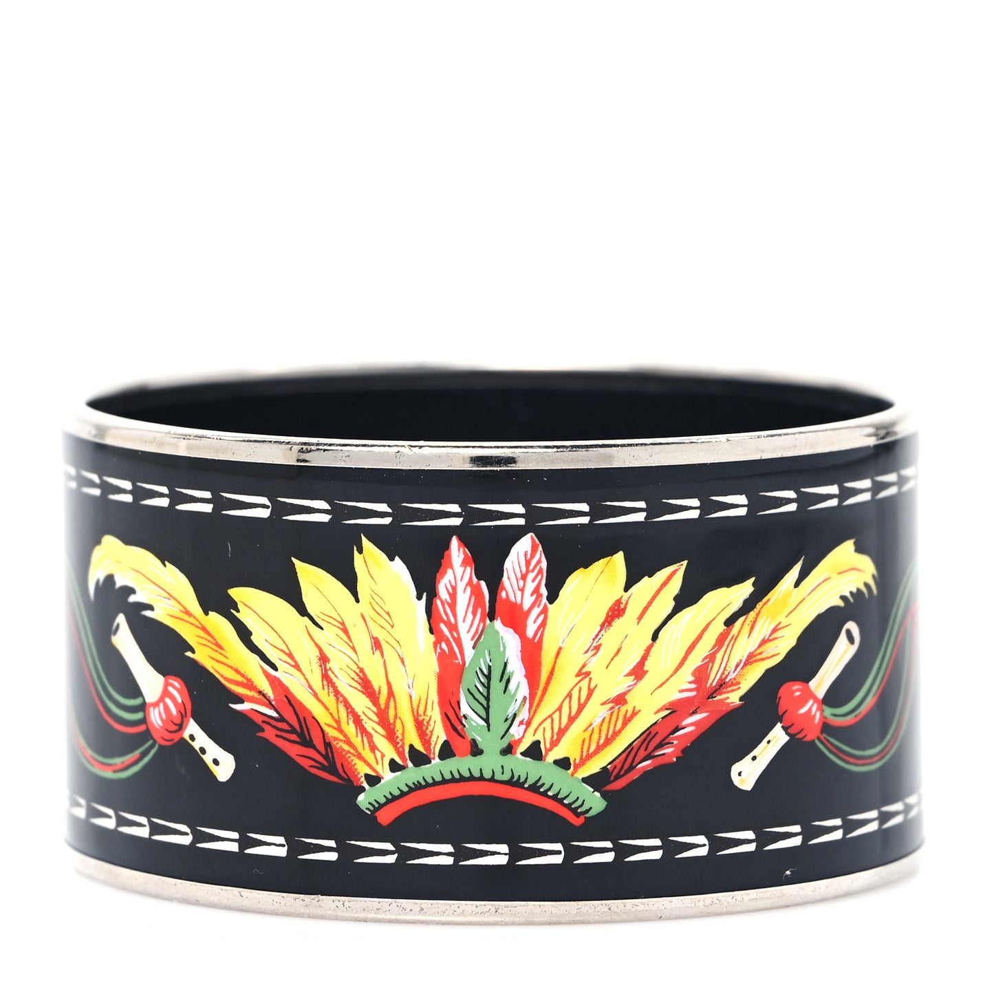 Enamel Printed Brazil Extra Wide Bracelet 65 Black