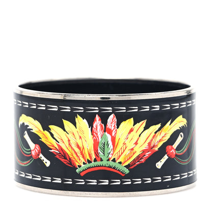 Hermes Enamel Printed Brazil Extra Wide Bracelet 65 Black 1 of 6