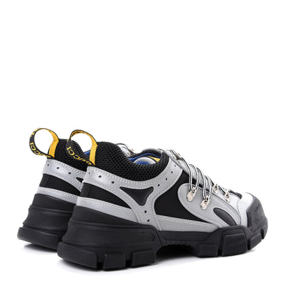 Gucci X SEGA Mesh Technical Canvas Calfskin Reflective Mens Flashtrek Sneakers 9 Silver Black 4 of 9