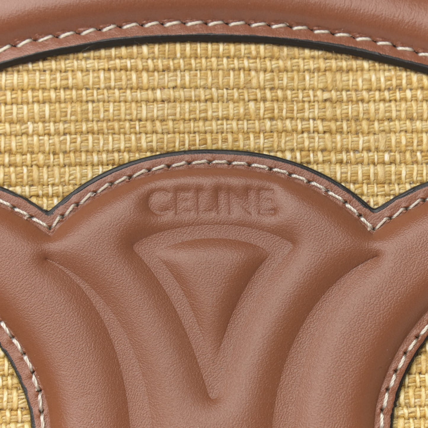 Calfskin Straw Triomphe Oval Purse Crossbody Natural Tan