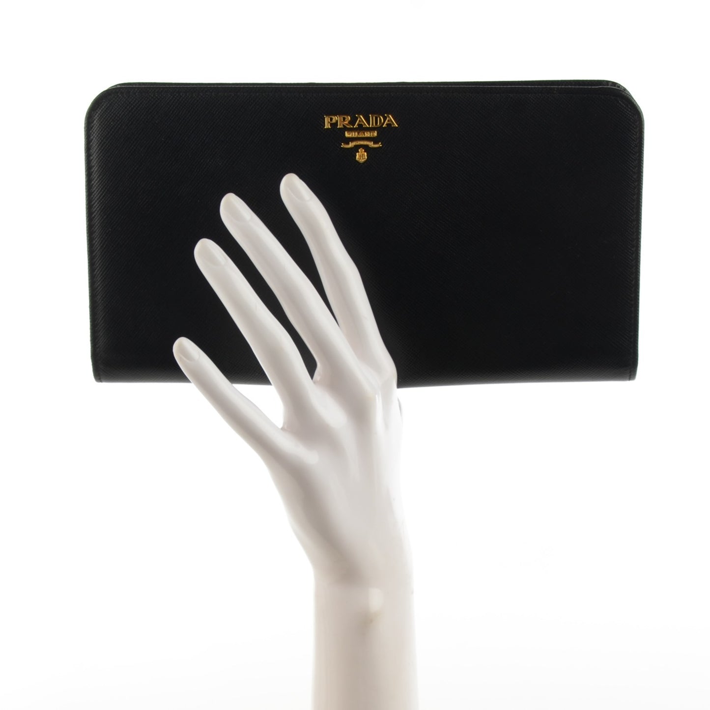 Saffiano Metal Double Snap Travel Wallet Nero Black
