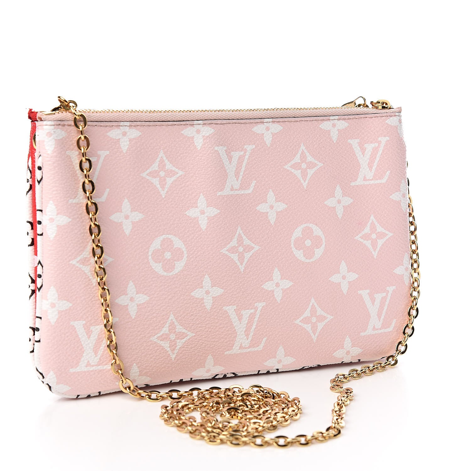 Louis Vuitton Monogram Giant Double Zip Pochette Rouge 3 of 11