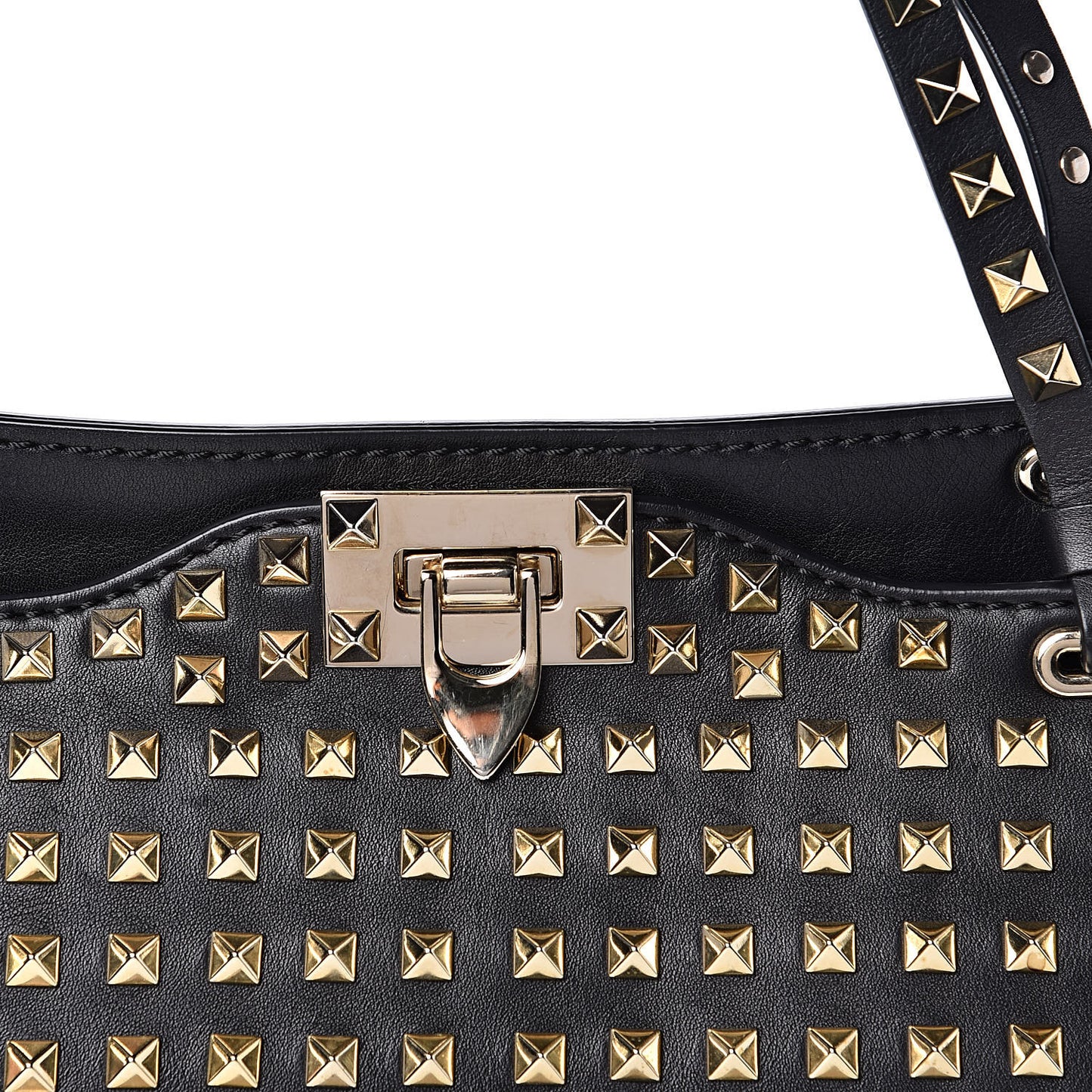 Vitello Medium Rockstud All Over Tote Black