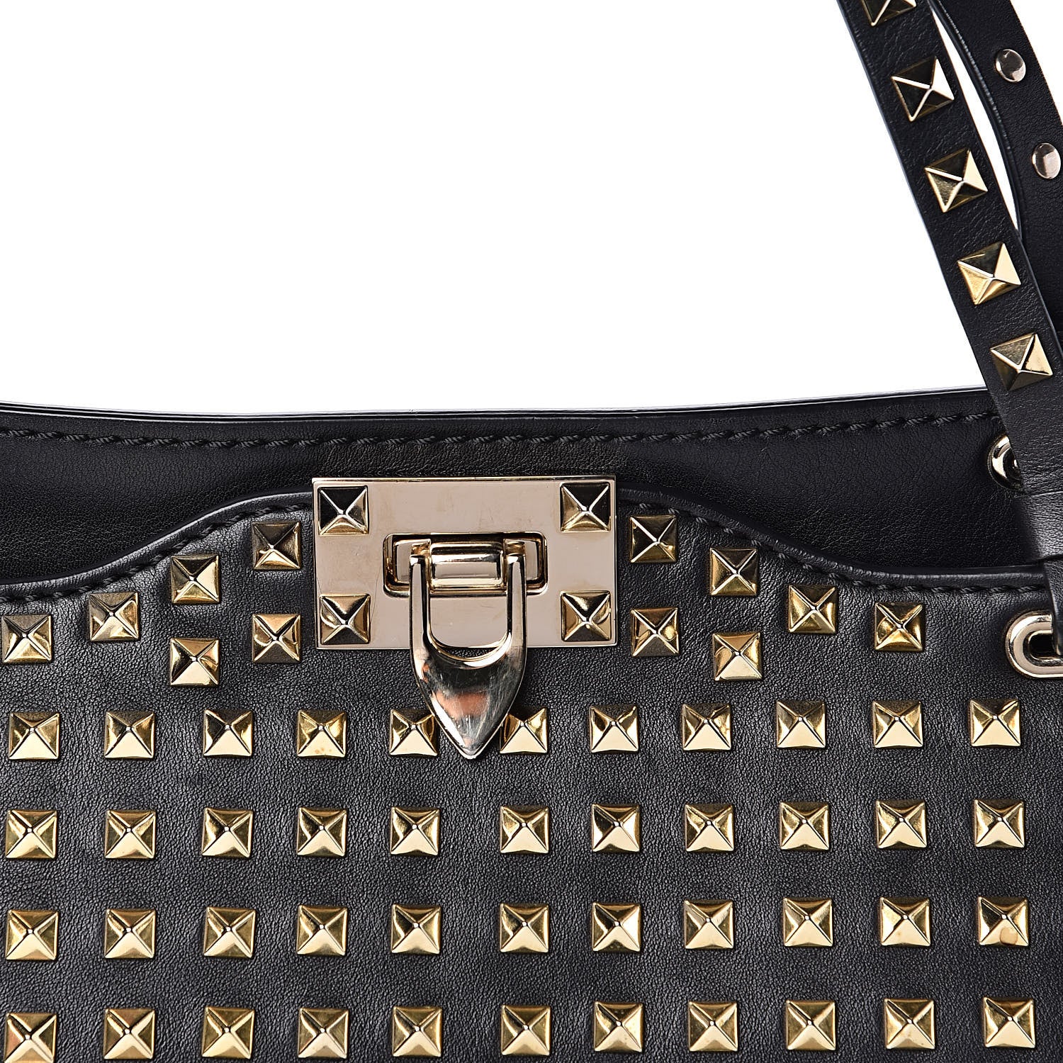 Valentino Garavani Vitello Medium Rockstud All Over Tote Black 11 of 11