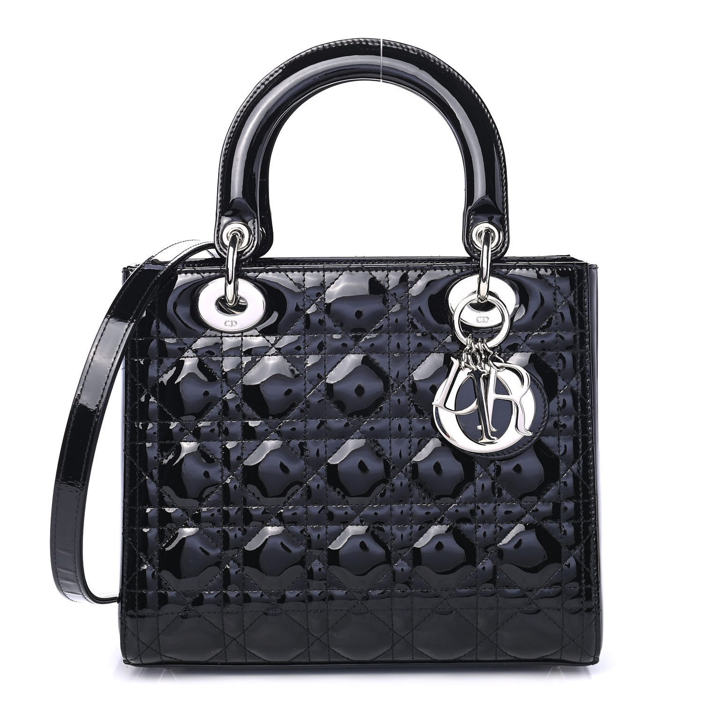 Patent Cannage Medium Lady Dior Black