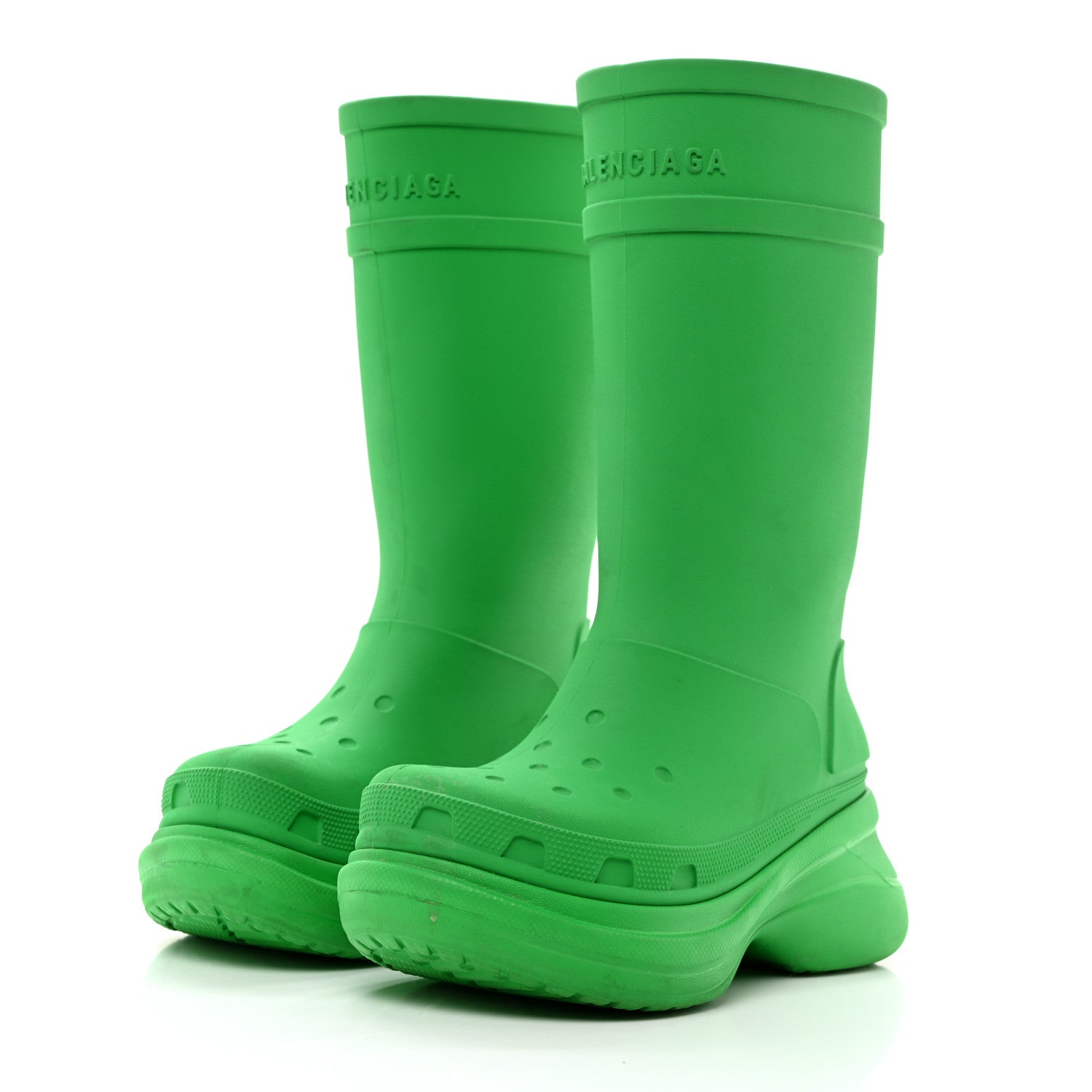 Balenciaga X CROCS Rubber Womens Rain Boots 39 Grass Green 3 of 10