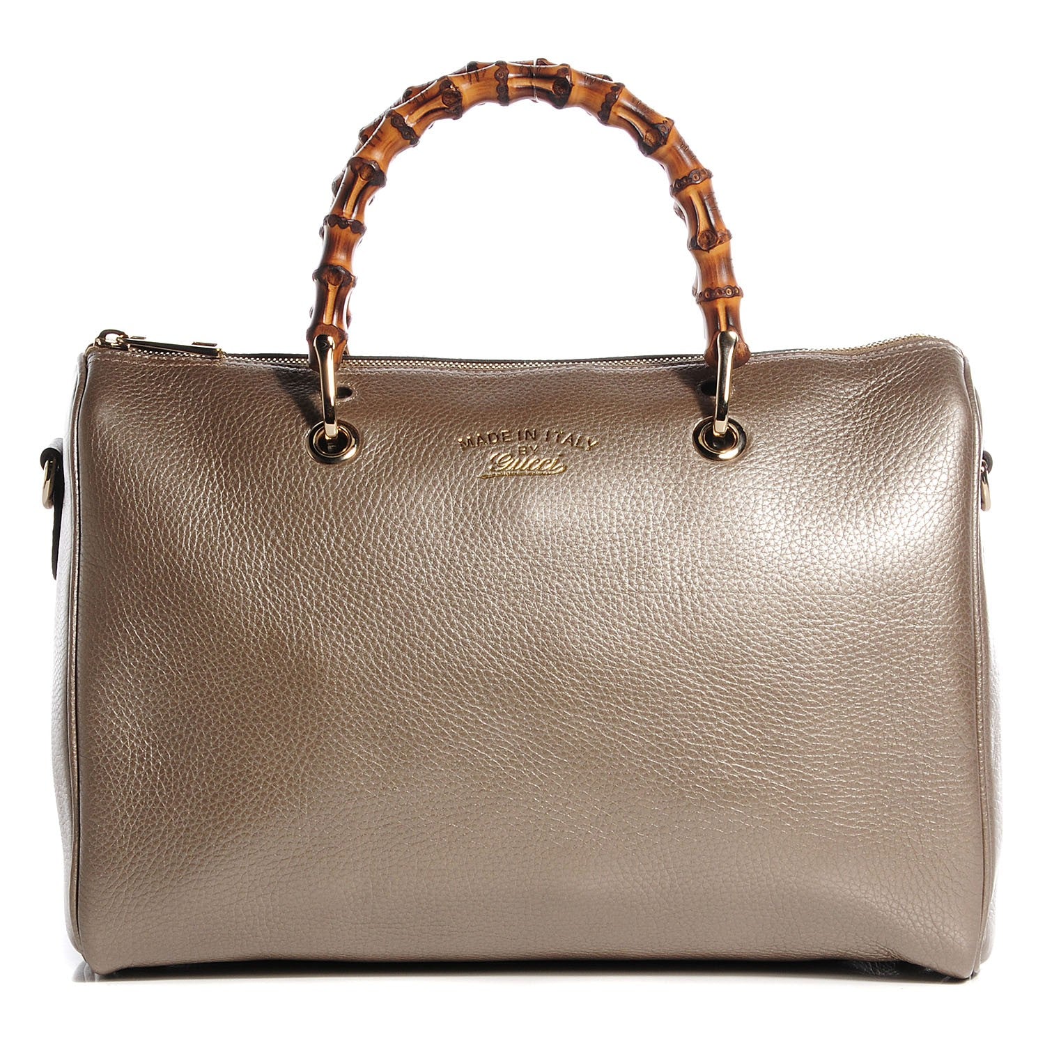 Gucci Leather Bamboo Medium Shopper Boston Bag Golden Beige 1 of 7
