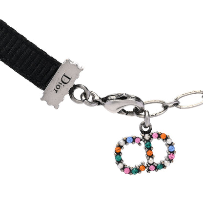 Christian Dior Grosgrain Ribbon Crystal J'Adior Logo Choker Necklace Multicolor 5 of 5