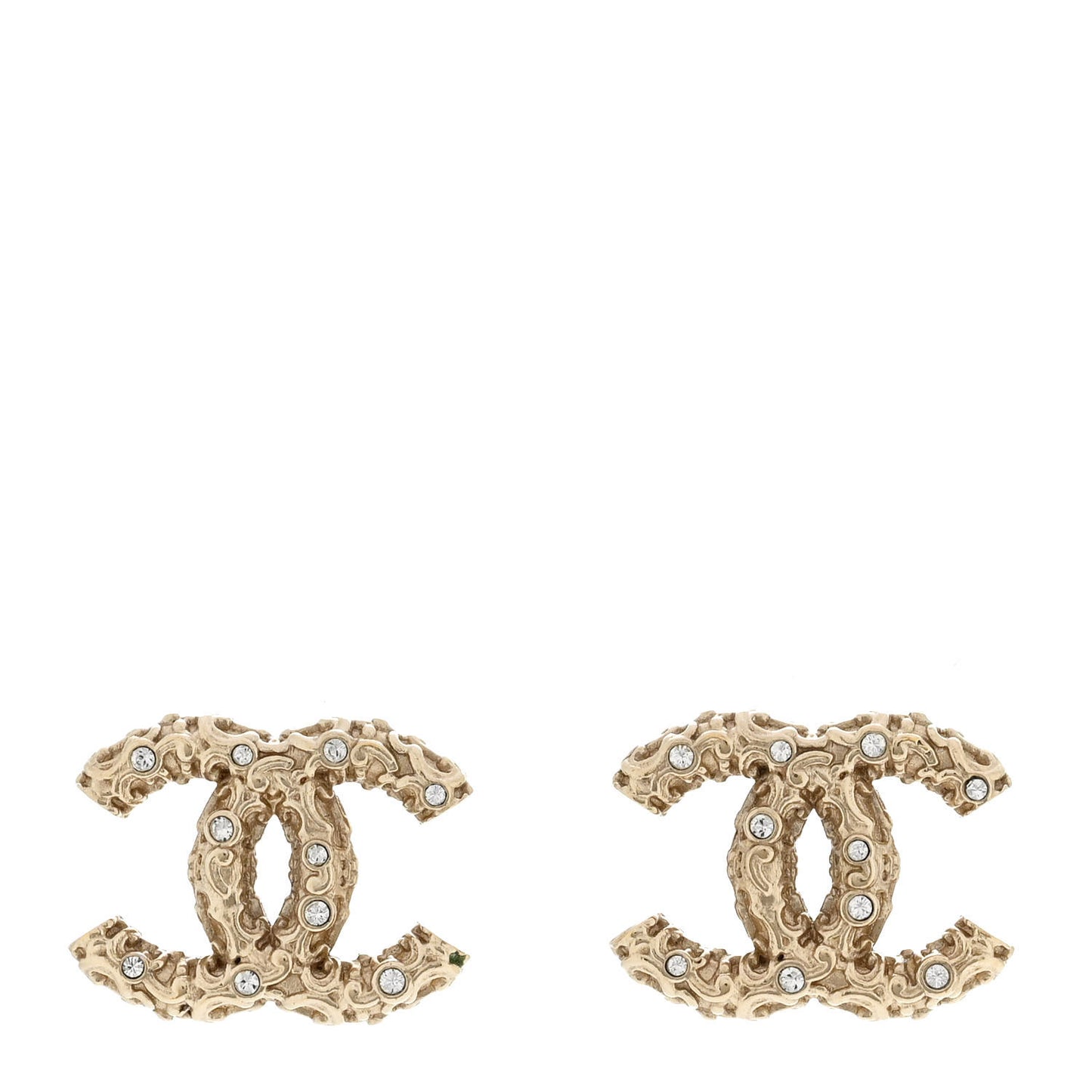 Crystal CC Earrings Light Gold