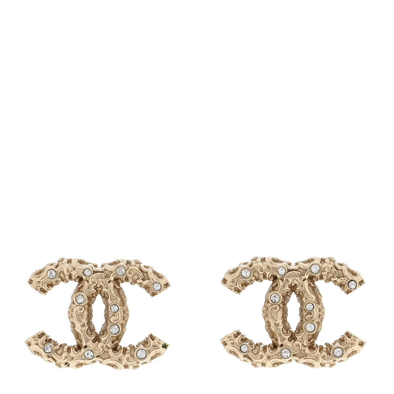 Chanel Crystal CC Earrings Light Gold 1 of 5