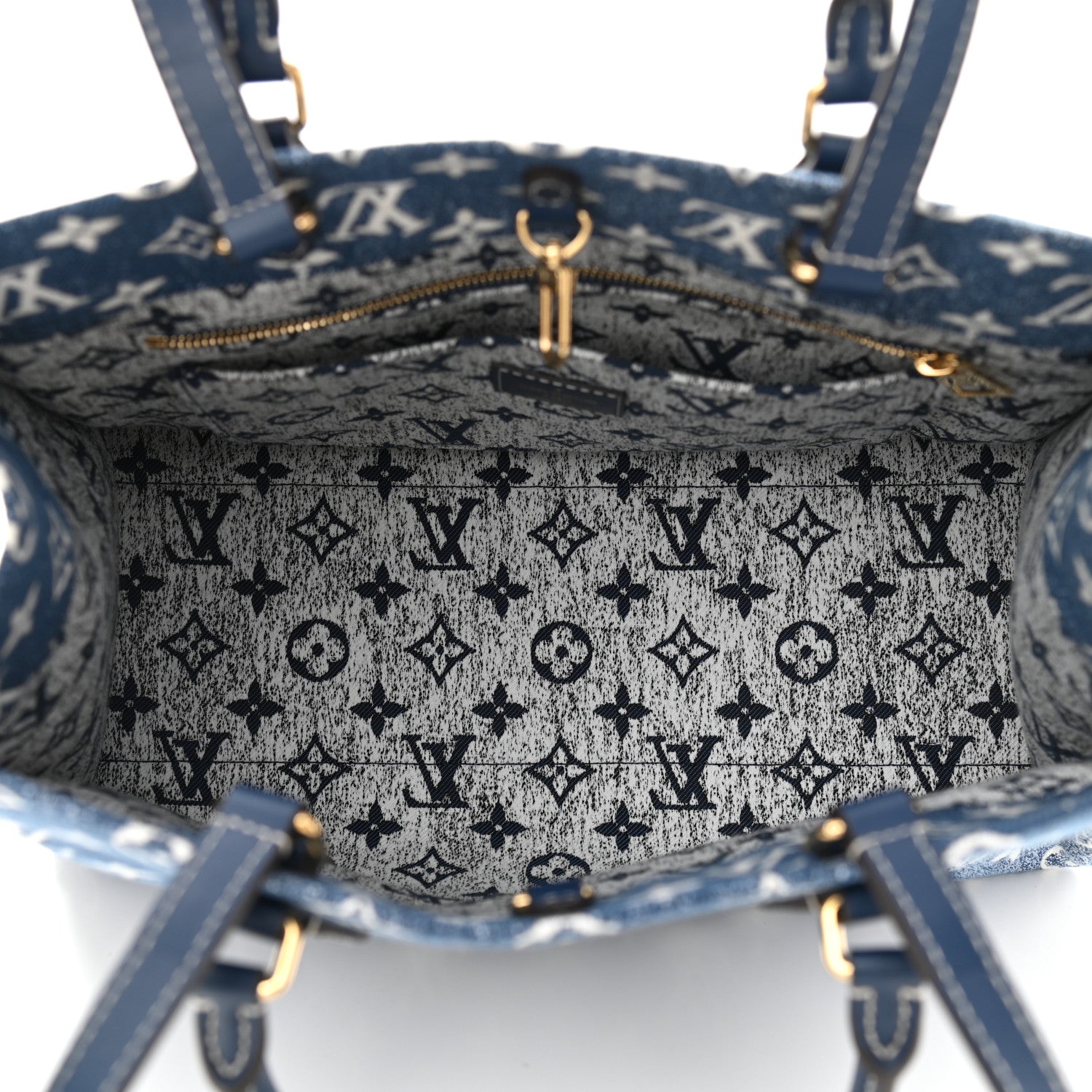 Louis Vuitton Monogram Jacquard Denim Onthego MM Bleu 5 of 9