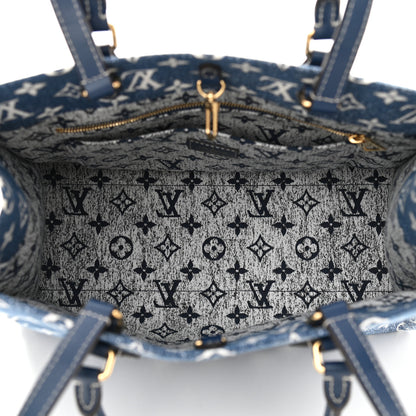 Louis Vuitton Monogram Jacquard Denim Onthego MM Bleu 5 of 9