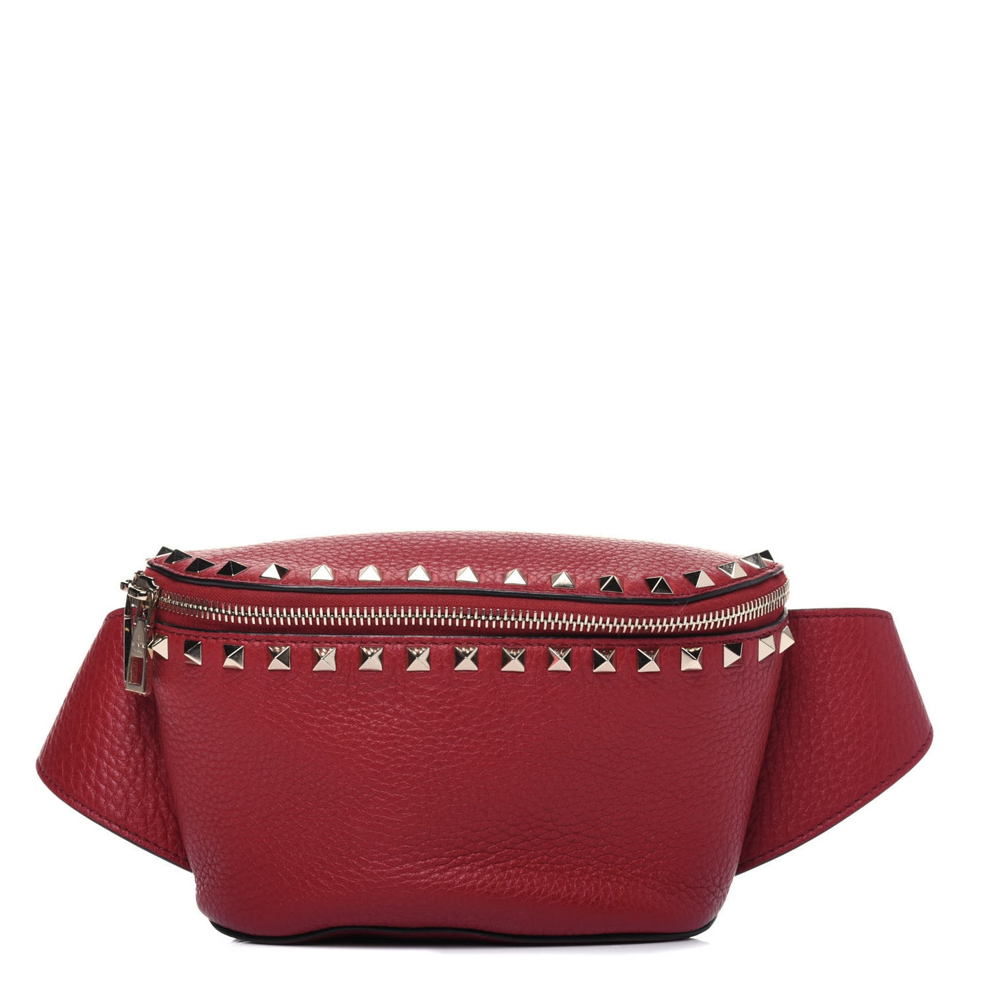 Grained Calfskin Rockstud Belt Bag 95 Red