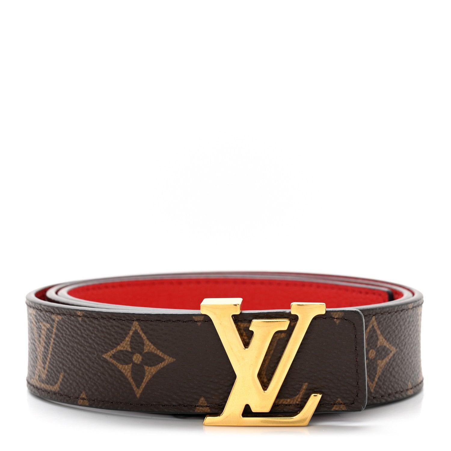 Louis Vuitton Monogram 30mm LV Initiales Reversible Belt 85 34 Coquelicot 1 of 5