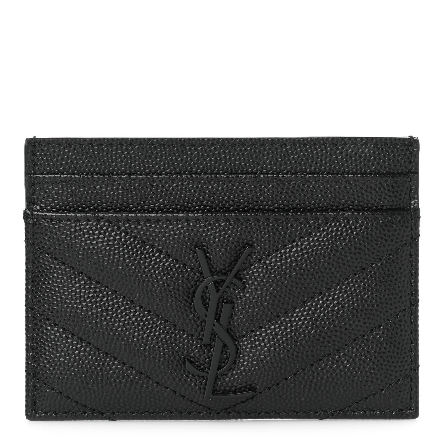 Grain De Poudre Matelasse Chevron Monochrome Monogram Credit Card Case Black