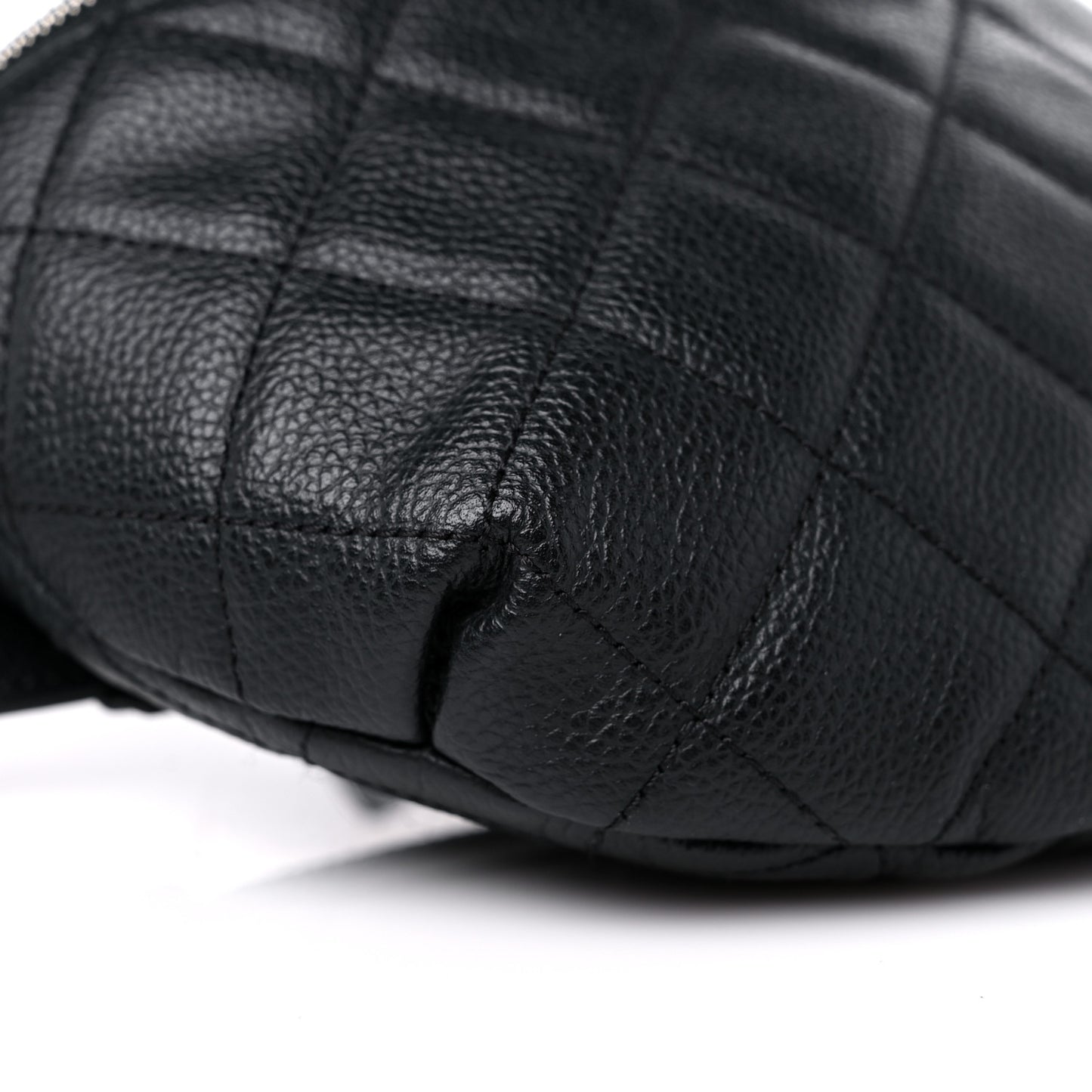 Grained Calfskin Quilted Waist Belt Bag Black
