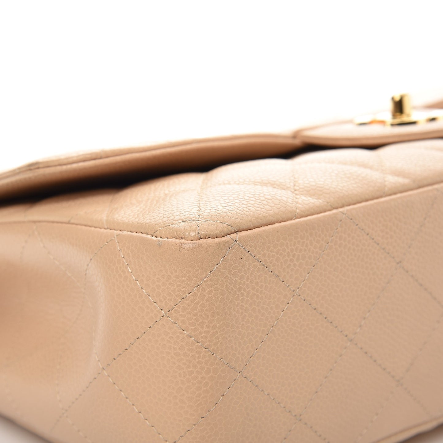 Caviar Quilted Jumbo Single Flap Beige Clair
