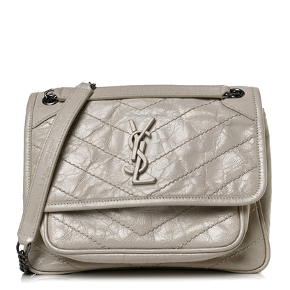 Saint Laurent Crinkled Calfskin Matelasse Monogram Baby Niki Chain Satchel Light Natural 1 of 16