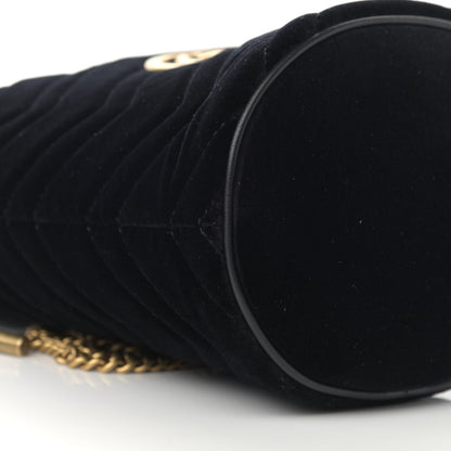 Gucci Velvet Matelasse Mini GG Marmont 2.0 Bucket Bag Black 9 of 13
