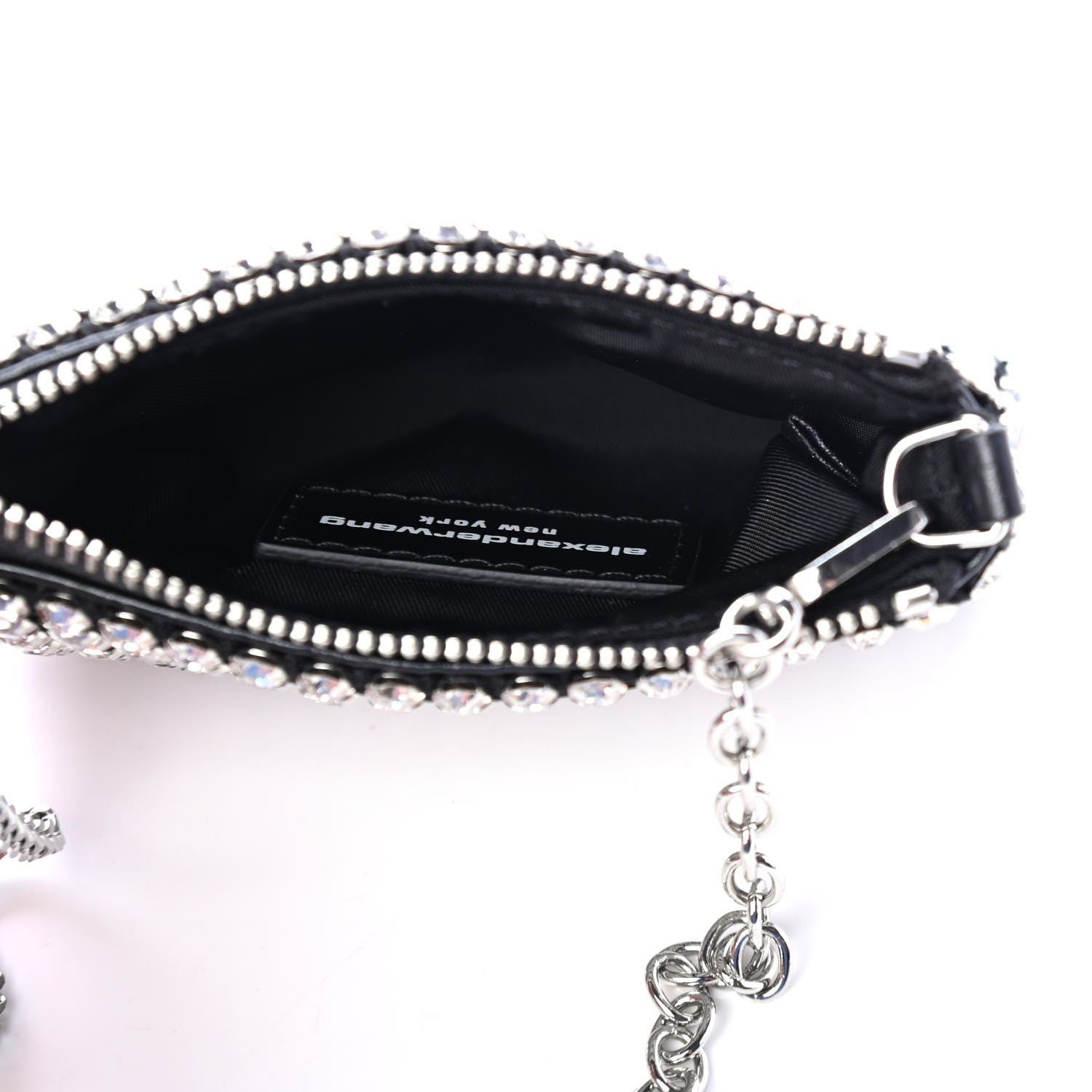 Alexander Wang Mesh Crystal Rhinestone Nano Heiress Shoulder Bag Black Silver 4 of 4