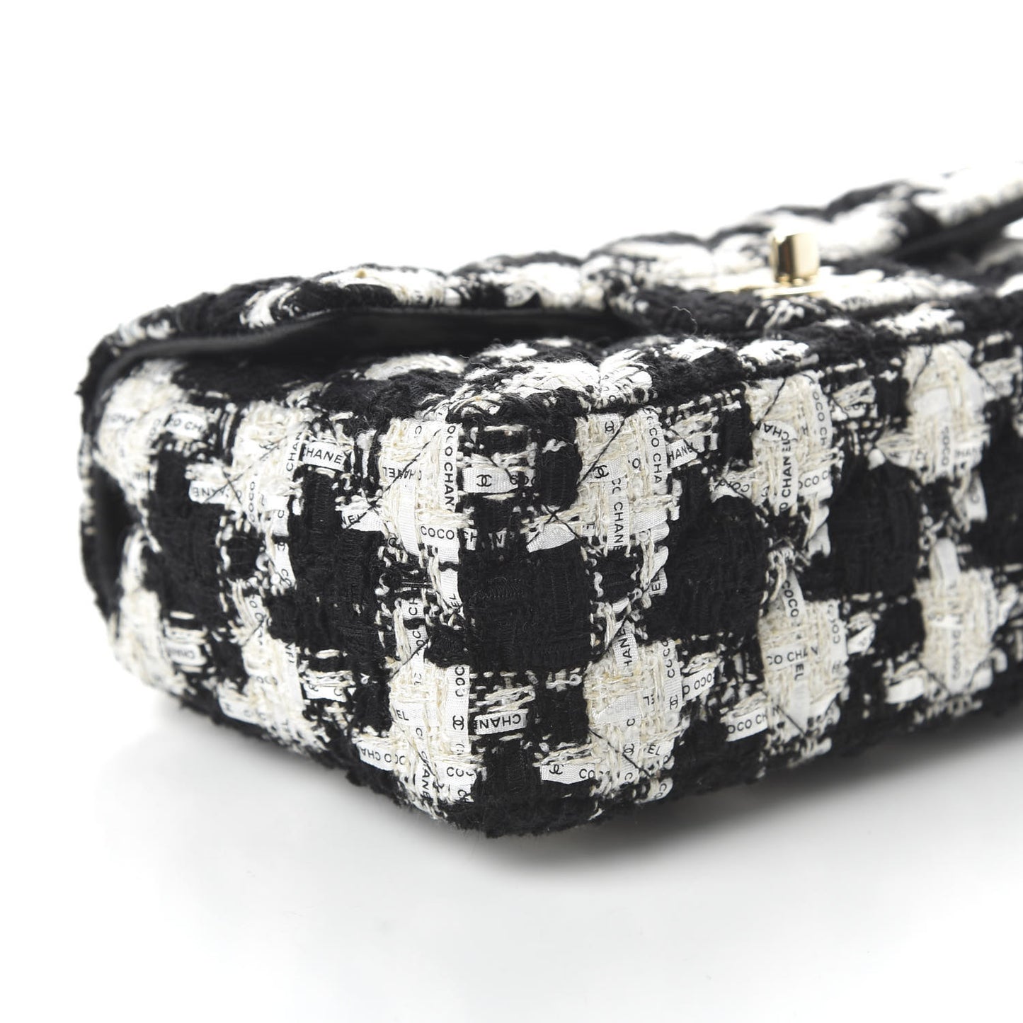 Tweed Quilted Mini Rectangular Flap Black Ecru White