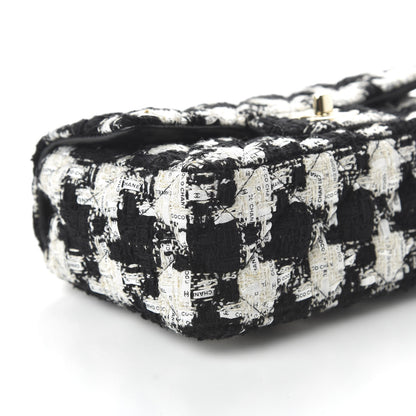 Chanel Tweed Quilted Mini Rectangular Flap Black Ecru White 6 of 11