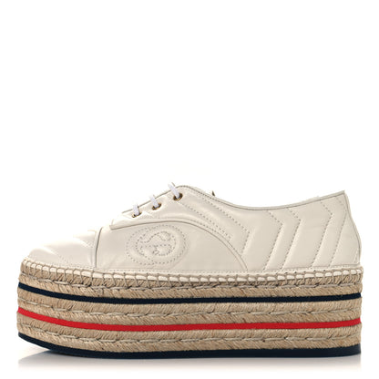 Gucci Nappa Matelasse GG Pilar Flatform Lace-Up Espadrilles 36.5 Great White 1 of 9