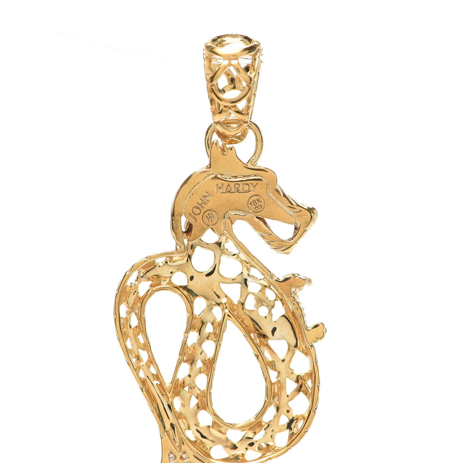 John Hardy 18K Yellow Gold Diamond Ruby Legends Naga Pendant 3 of 3