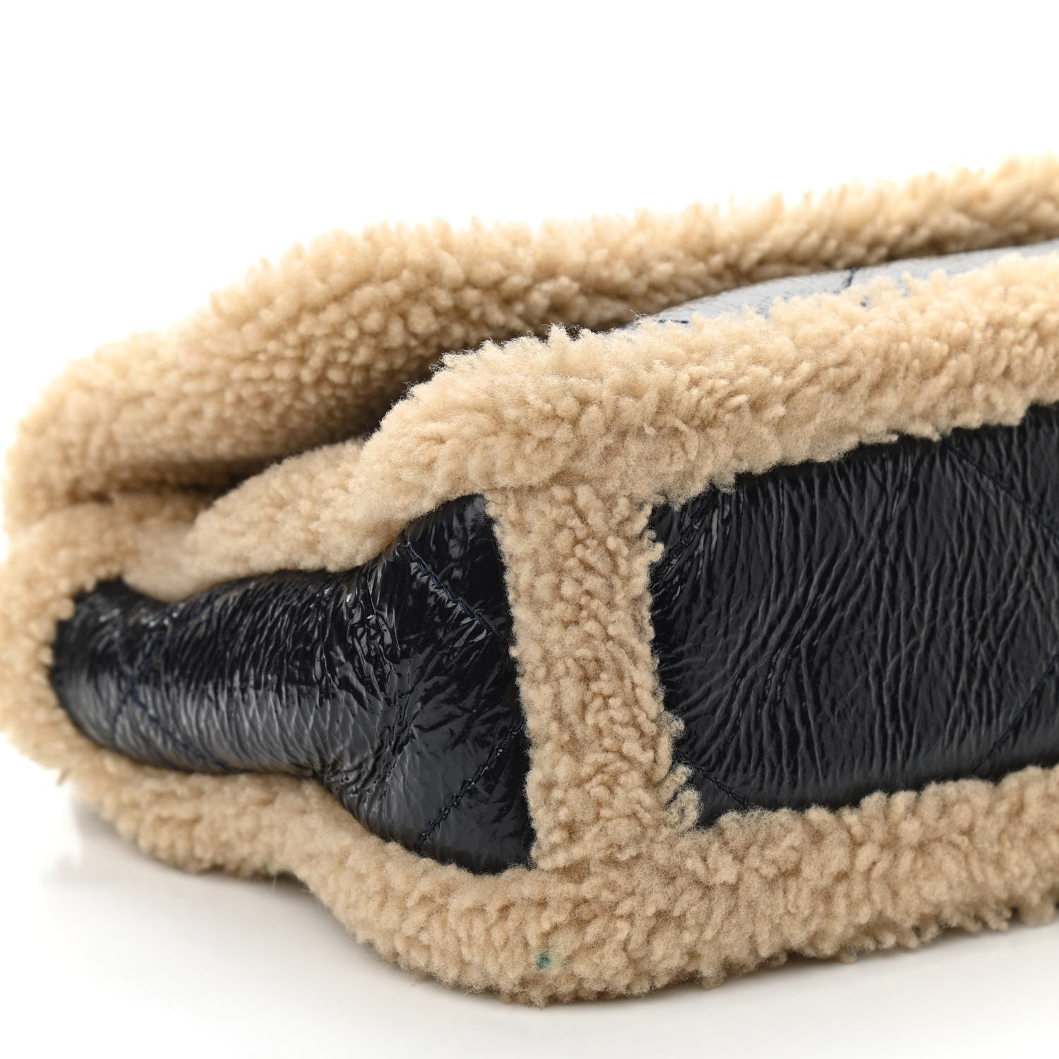 Chanel Crumpled Calfskin Shearling Sheepskin Quilted Medium Chanel 19 Flap Navy 8 of 9